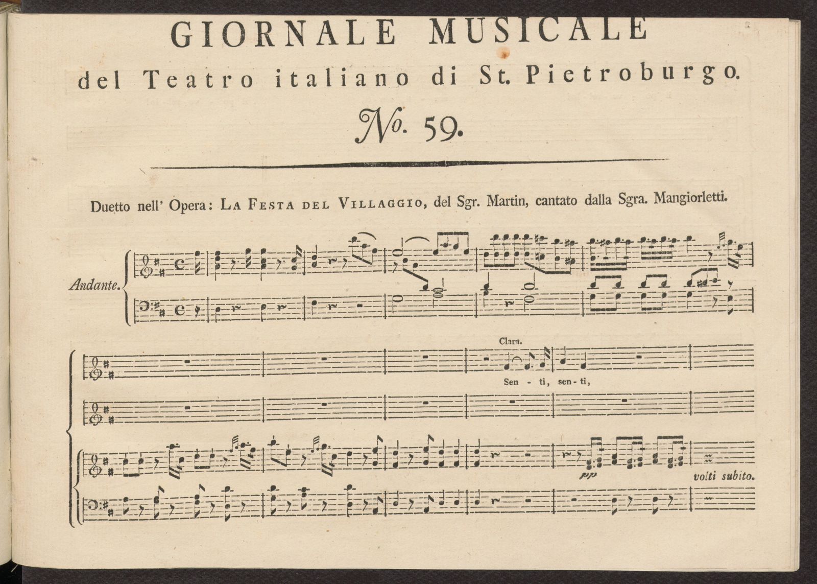 Изображение книги Giornale musicale del Teatro italiano di St. Pietroburgo. [Т. 5]. № 59.