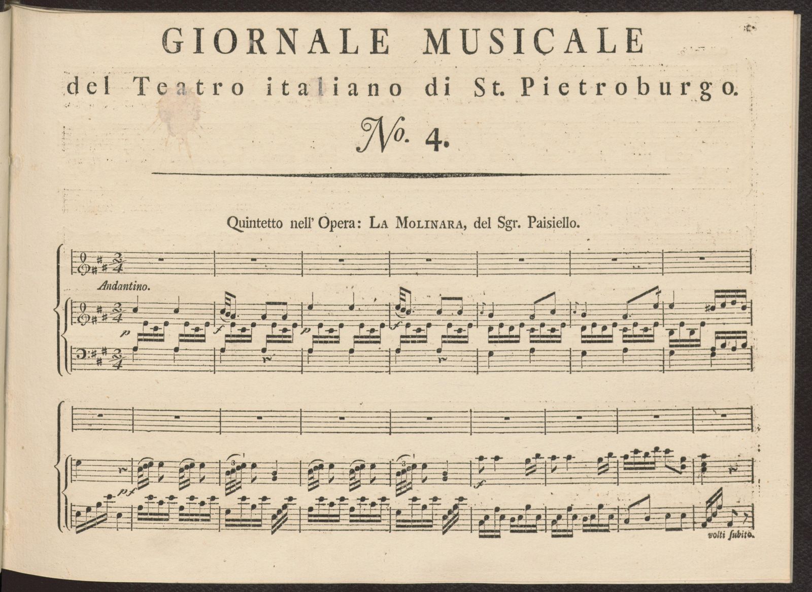 Изображение Giornale musicale del Teatro italiano di St. Pietroburgo. [Т. 1]. № 4