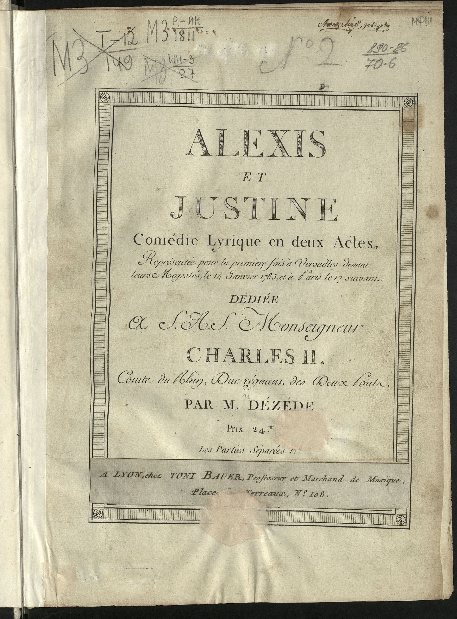 Изображение книги Alexis et Justine : Comédie Lyrique en deux Actes