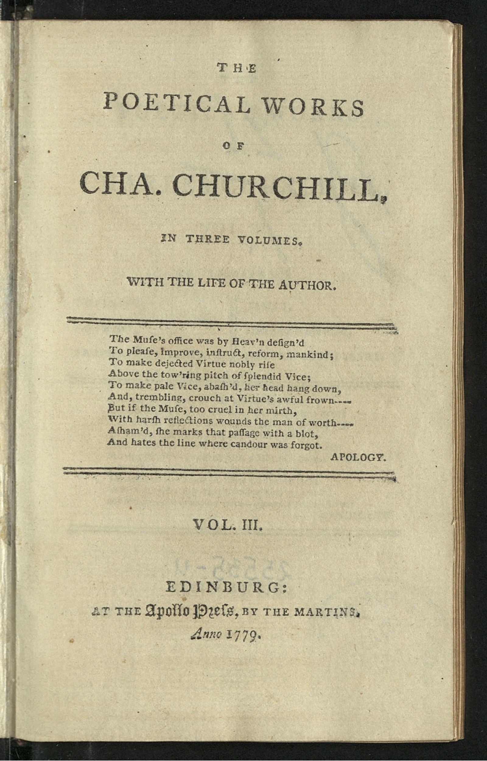 Изображение The poetical works of Cha. Churchill. Vol. 3