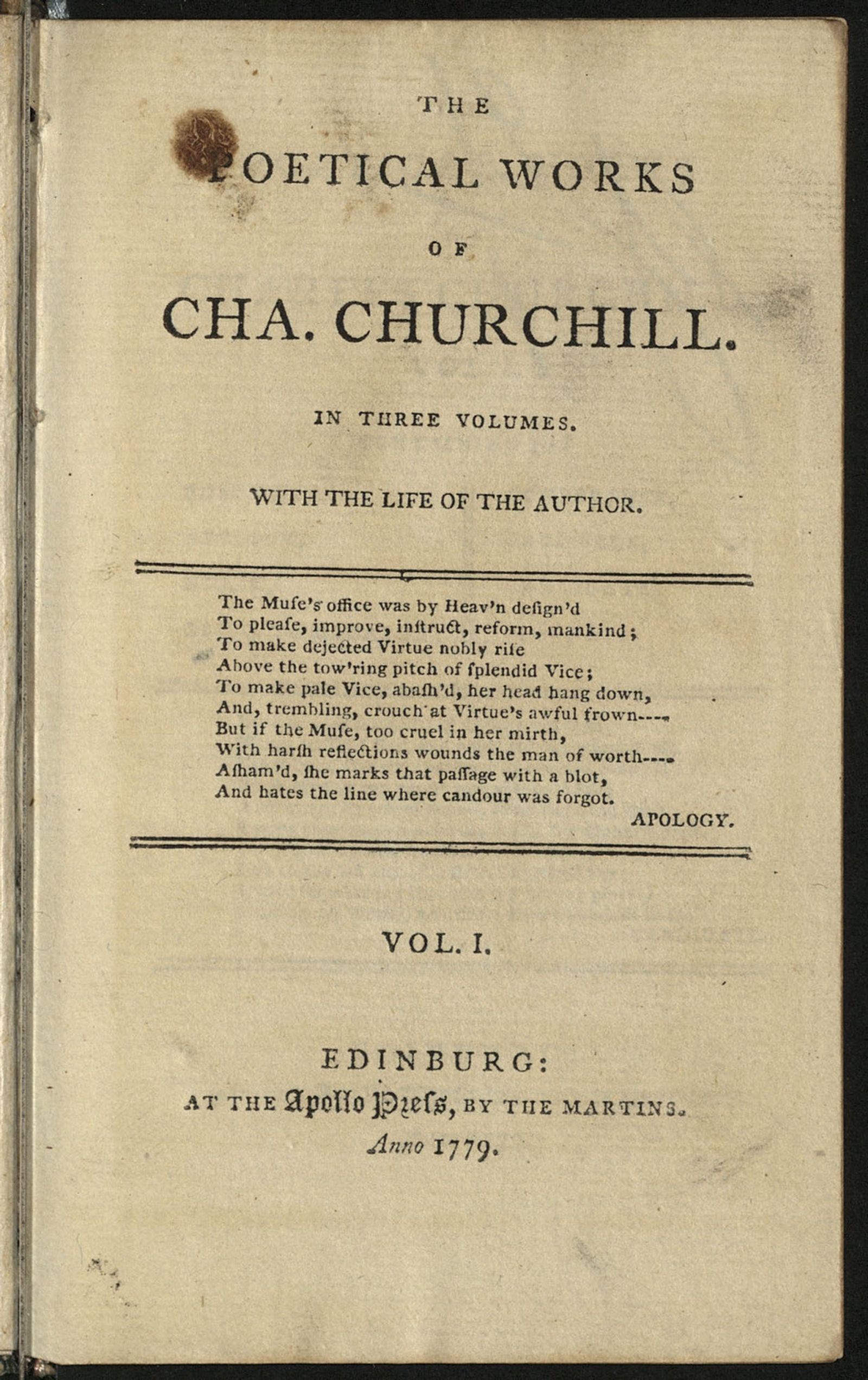 Изображение The poetical works of Cha. Churchill. Vol. 1