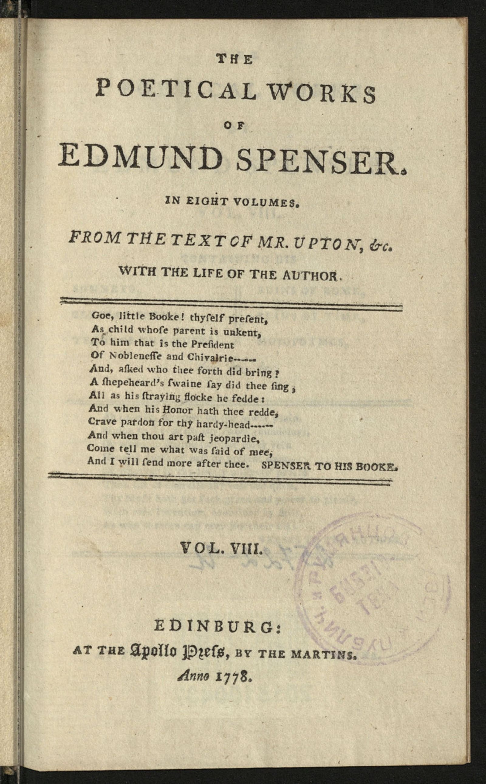 Изображение книги The poetical works of Edmund Spencer. Vol. 8