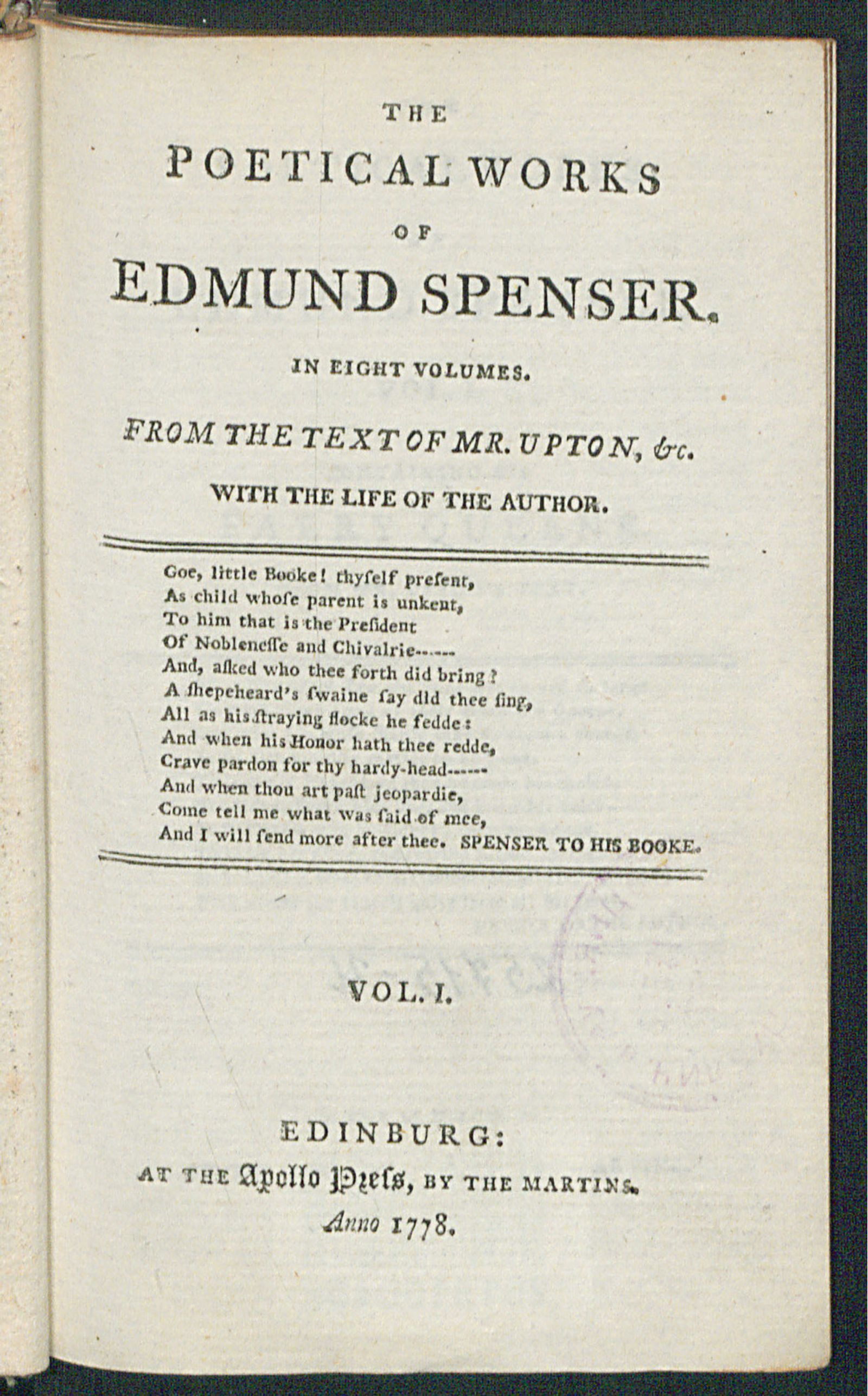 Изображение The poetical works of Edmund Spencer. Vol. 1