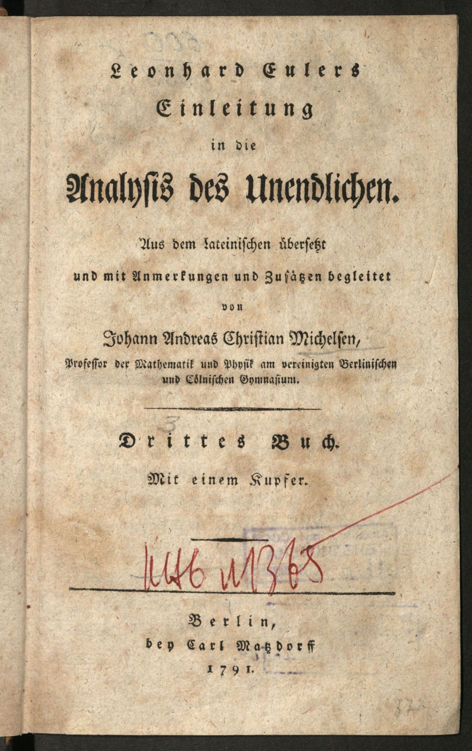 Изображение Leonhard Eulers Einleitung in die Analysis des Unendlichen. Buch 3