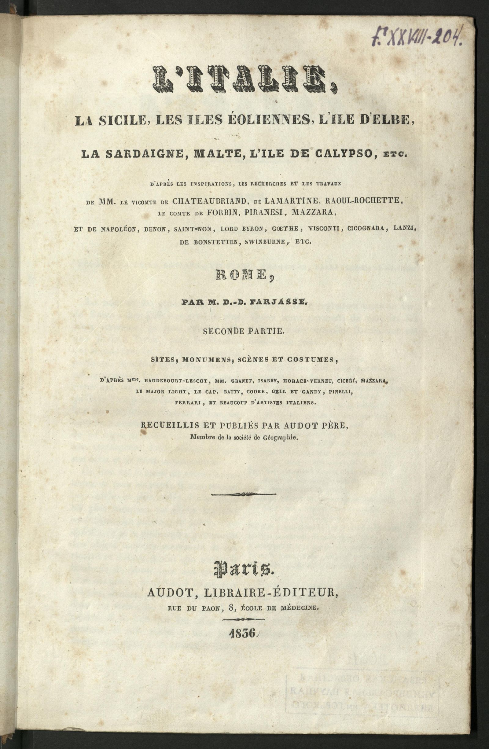 Изображение книги L'Italie, la Sicile, les iles Eoliennes, l'ile d'Elbe, la Sardaigne, Malte, l'ile de Calypso, etc.