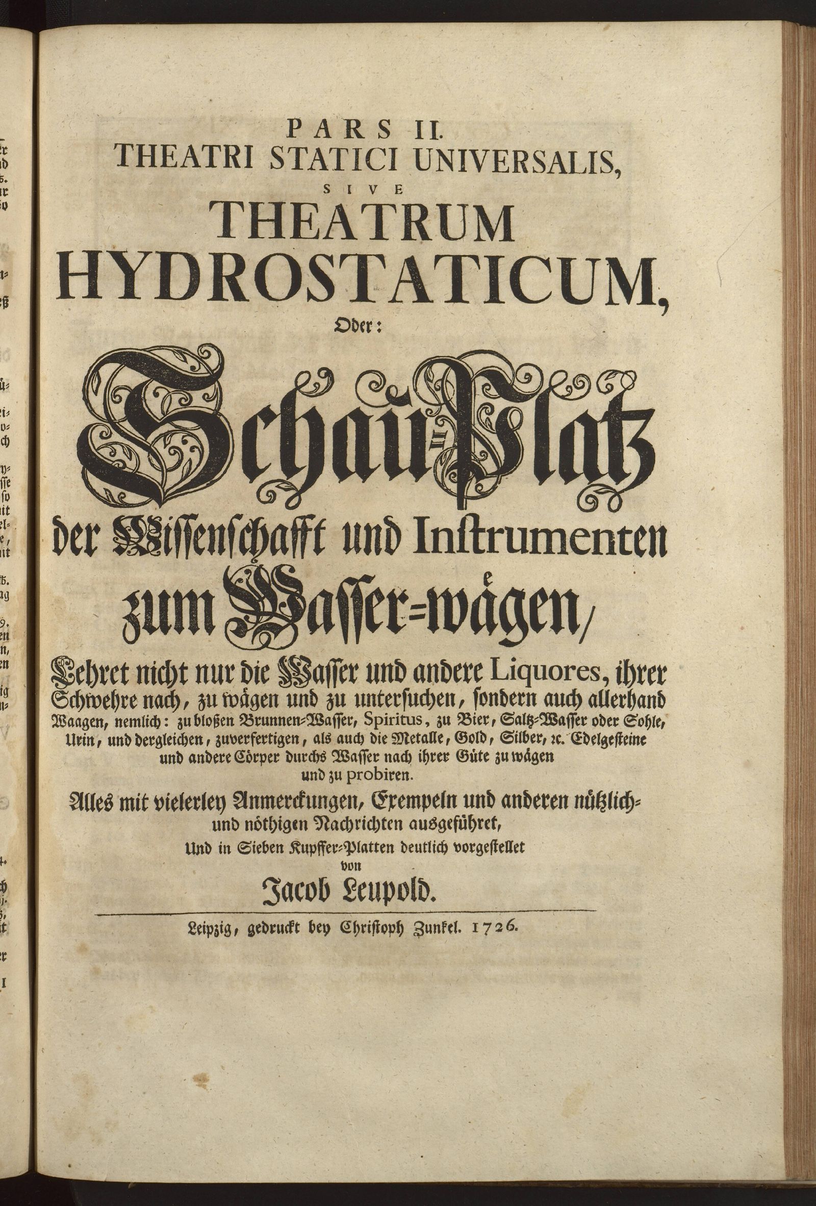 Изображение книги Pars II. Theatri statici universalis, sive Theatrum hydrostaticum