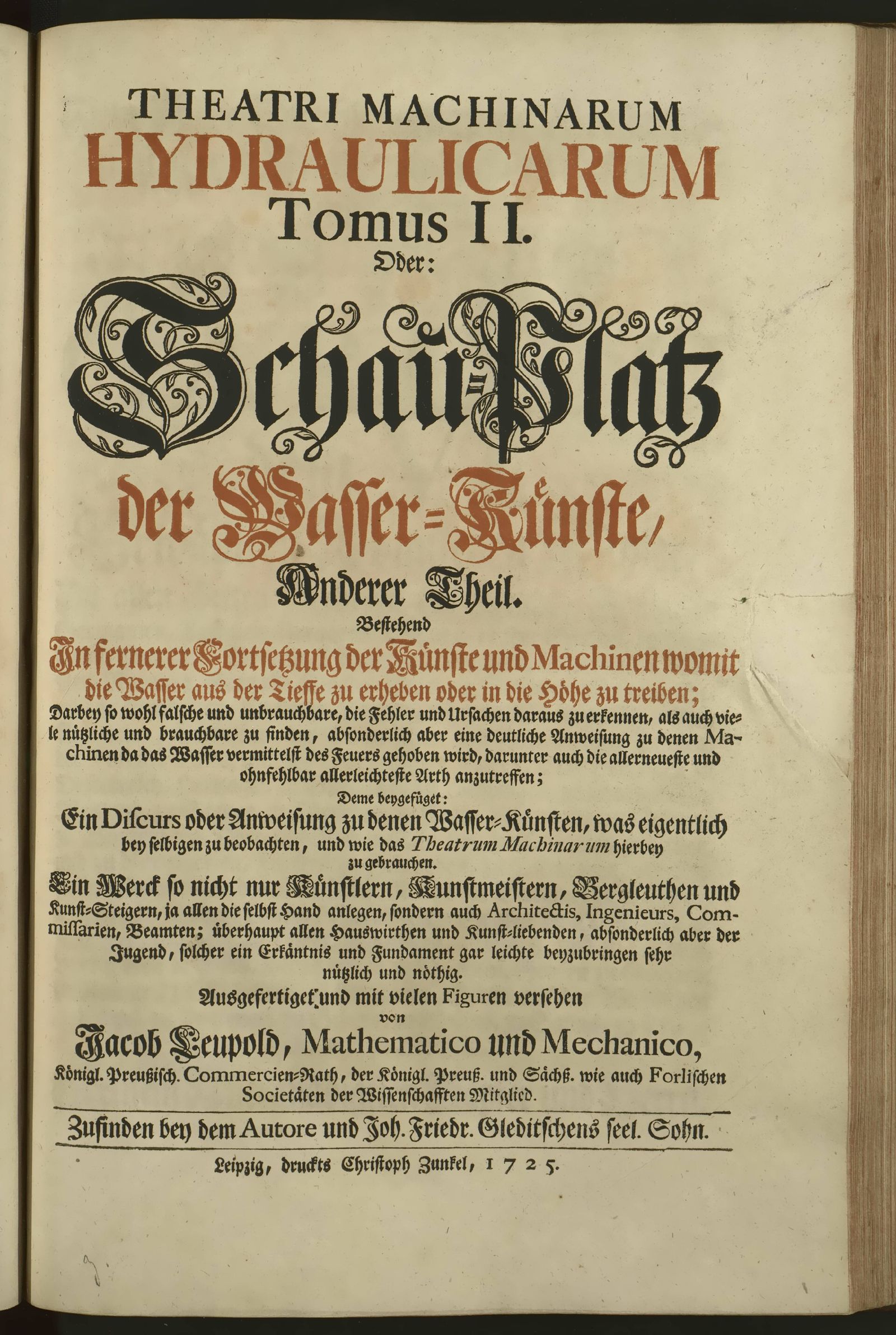 Изображение Theatri machinarum hydraulicarum. Tomus II. Oder