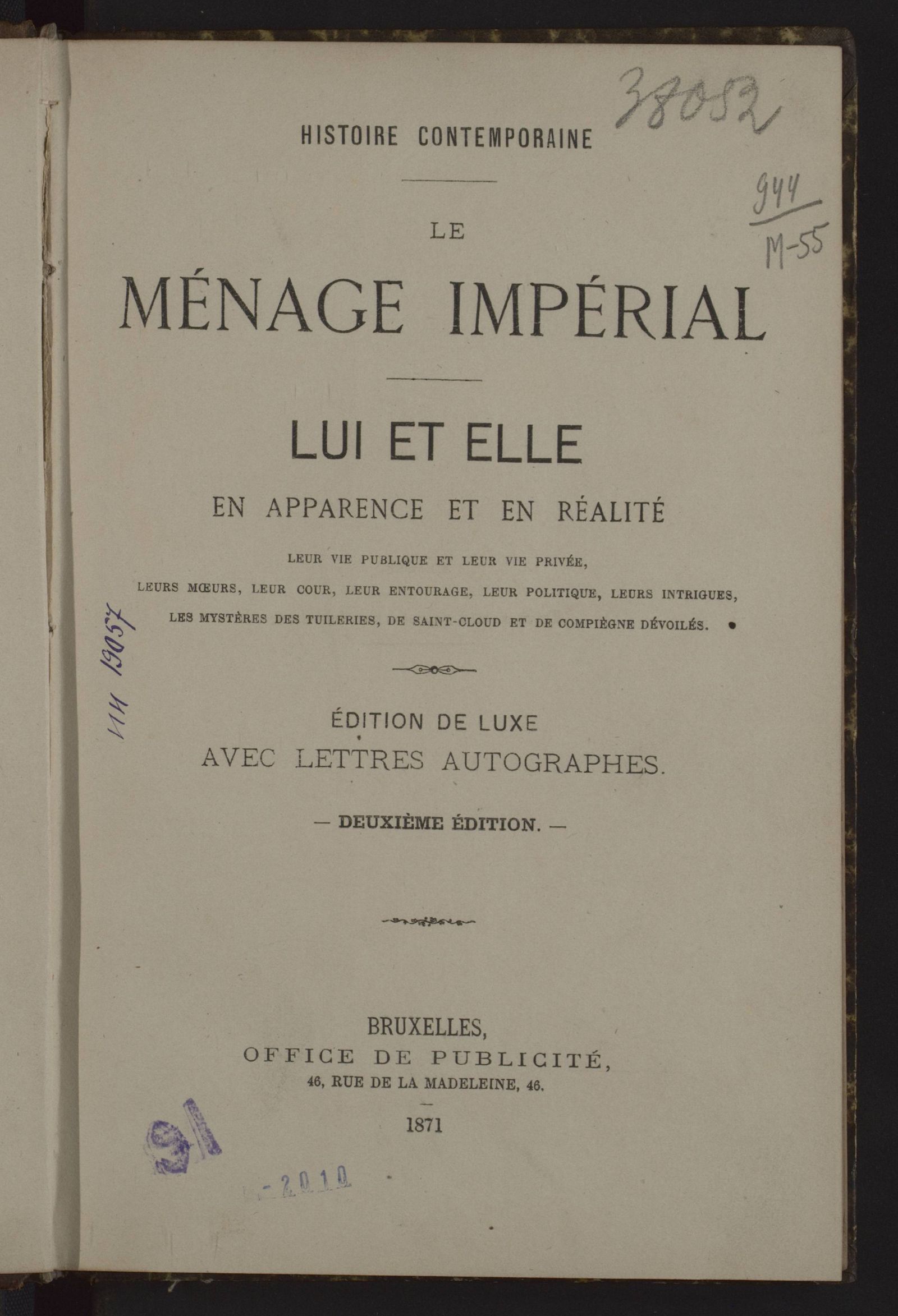 Изображение книги Le menage imperial
