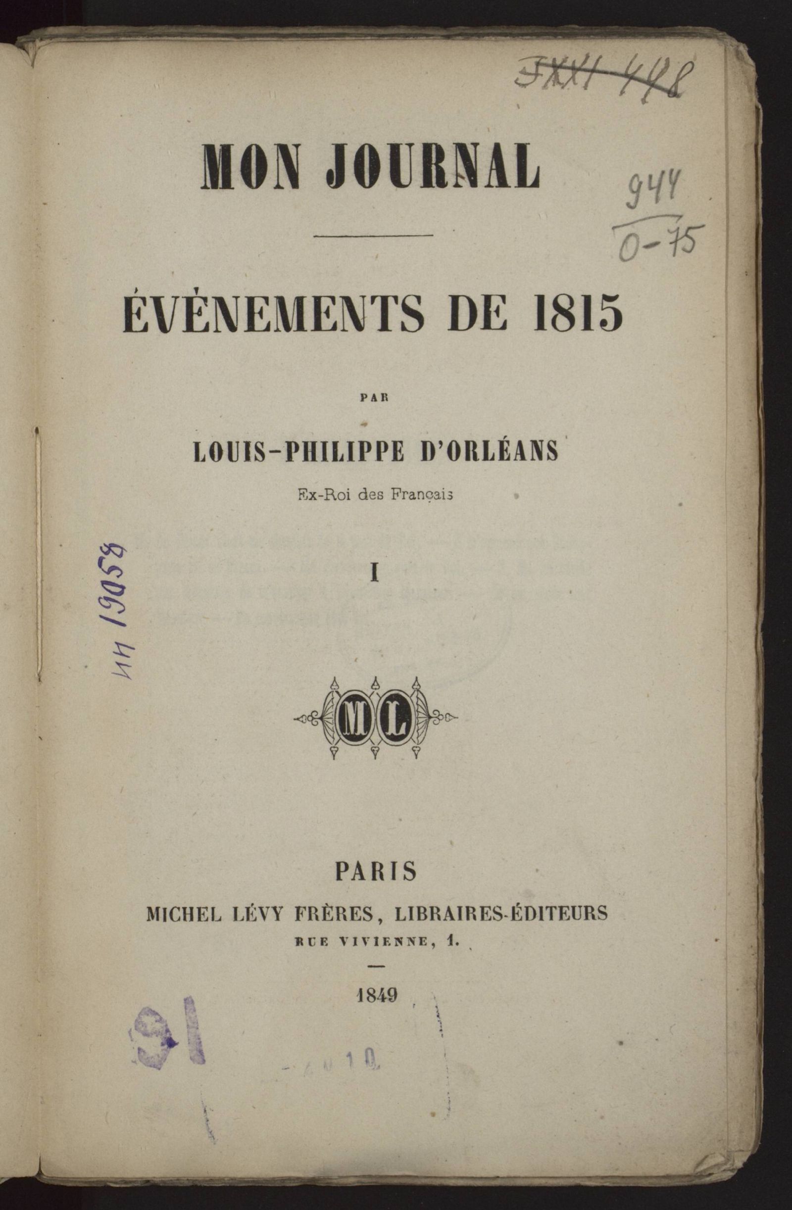 Изображение книги Mon journal