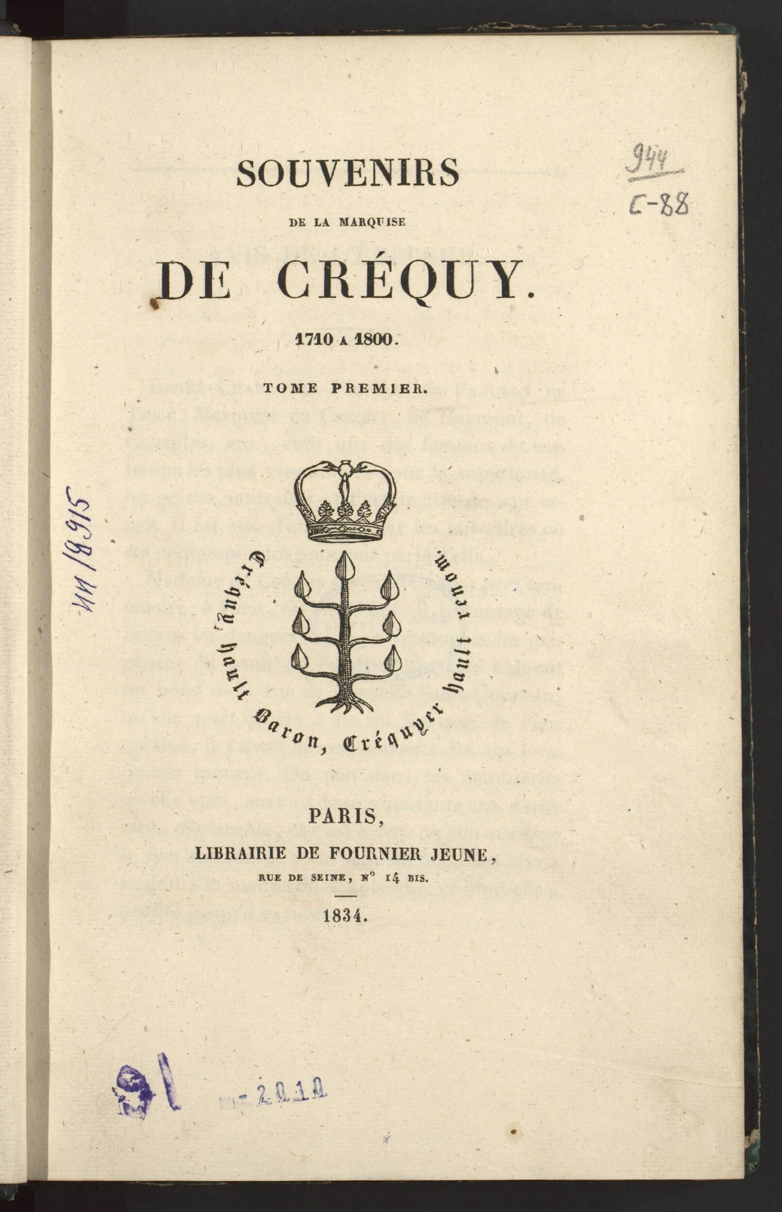 Изображение книги Souvenirs de la marquise de Créquy de 1710 à 1800