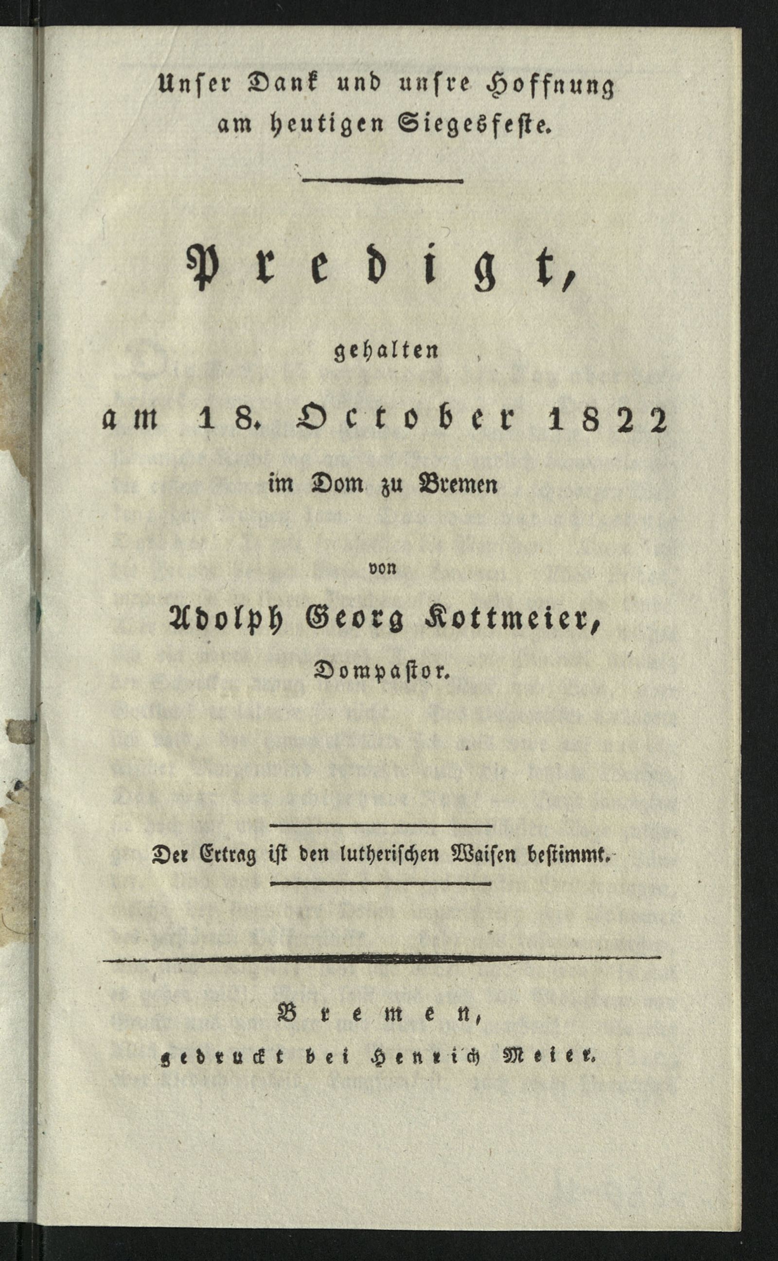 Изображение Unser Dank und unsre Hoffnung am heutigen Siegesfeste