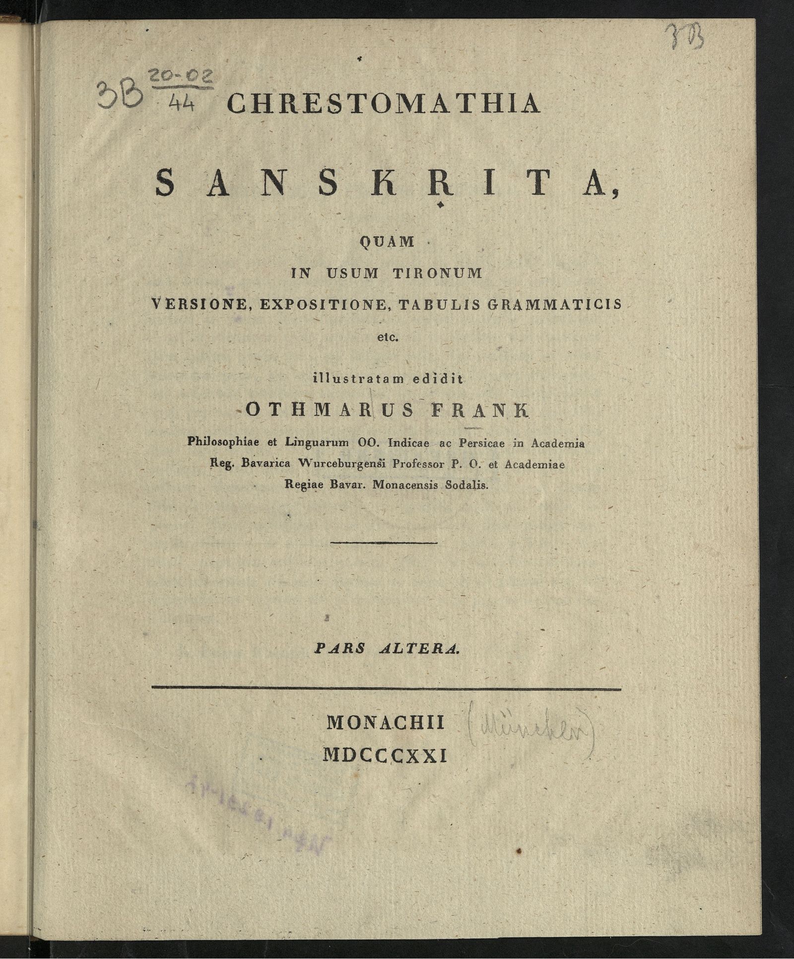 Изображение Chrestomathia saṇskṛita. [P. 1]