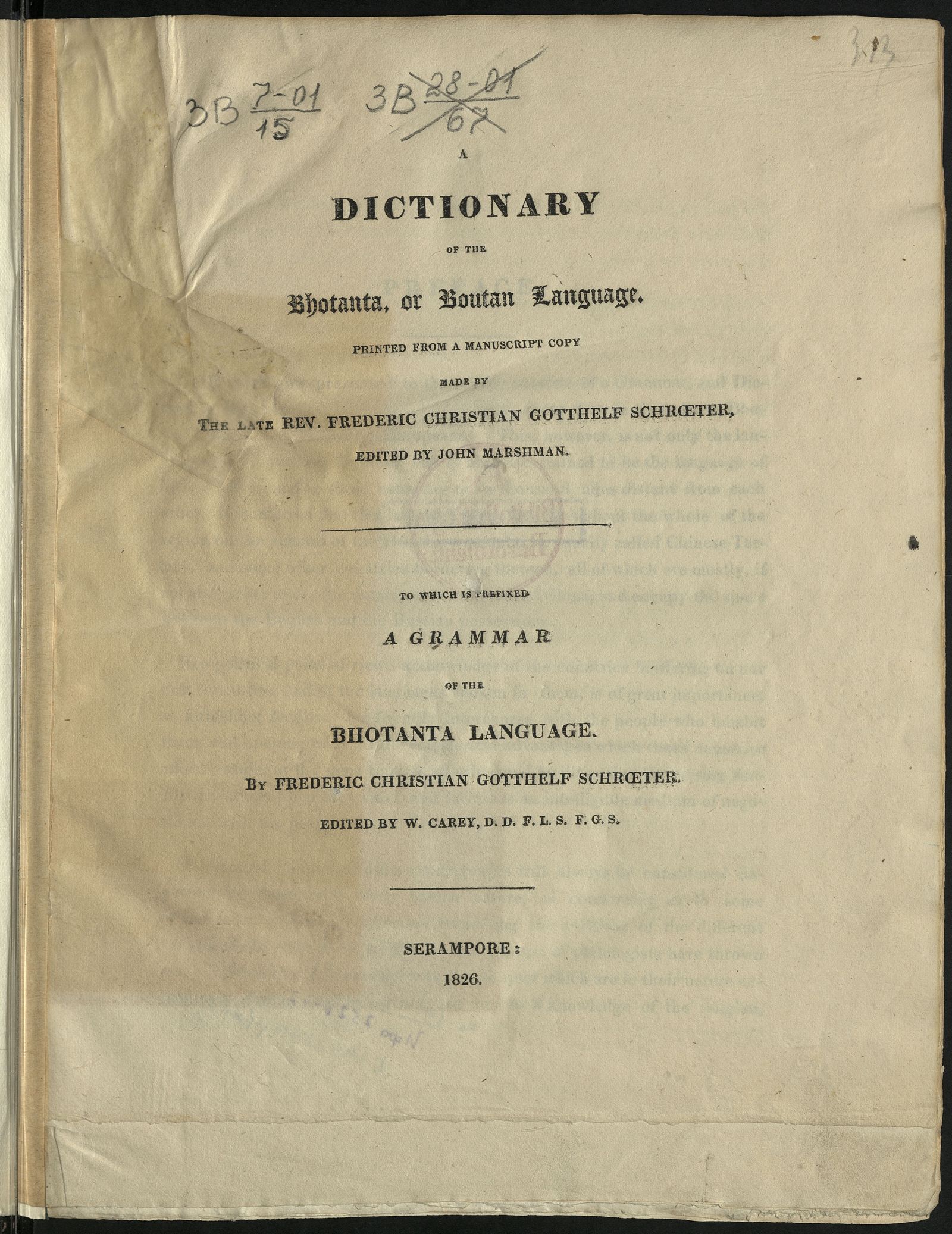 Изображение A dictionary of the Bhotanta, or Boutan language