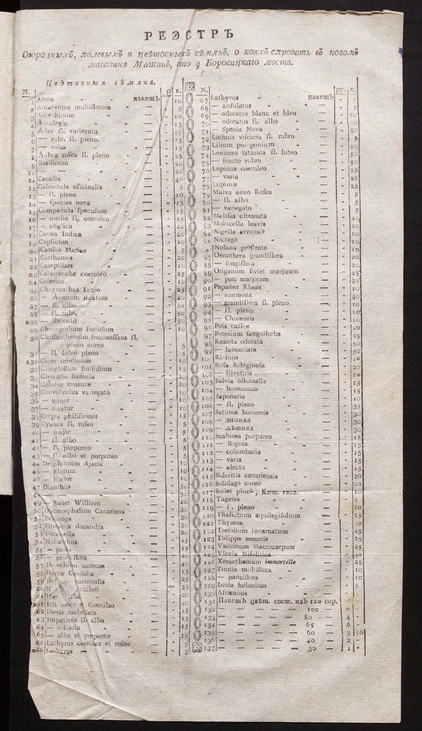 Изображение книги Реэстр [к № 99 (13 декабря 1805) Московских ведомостей]