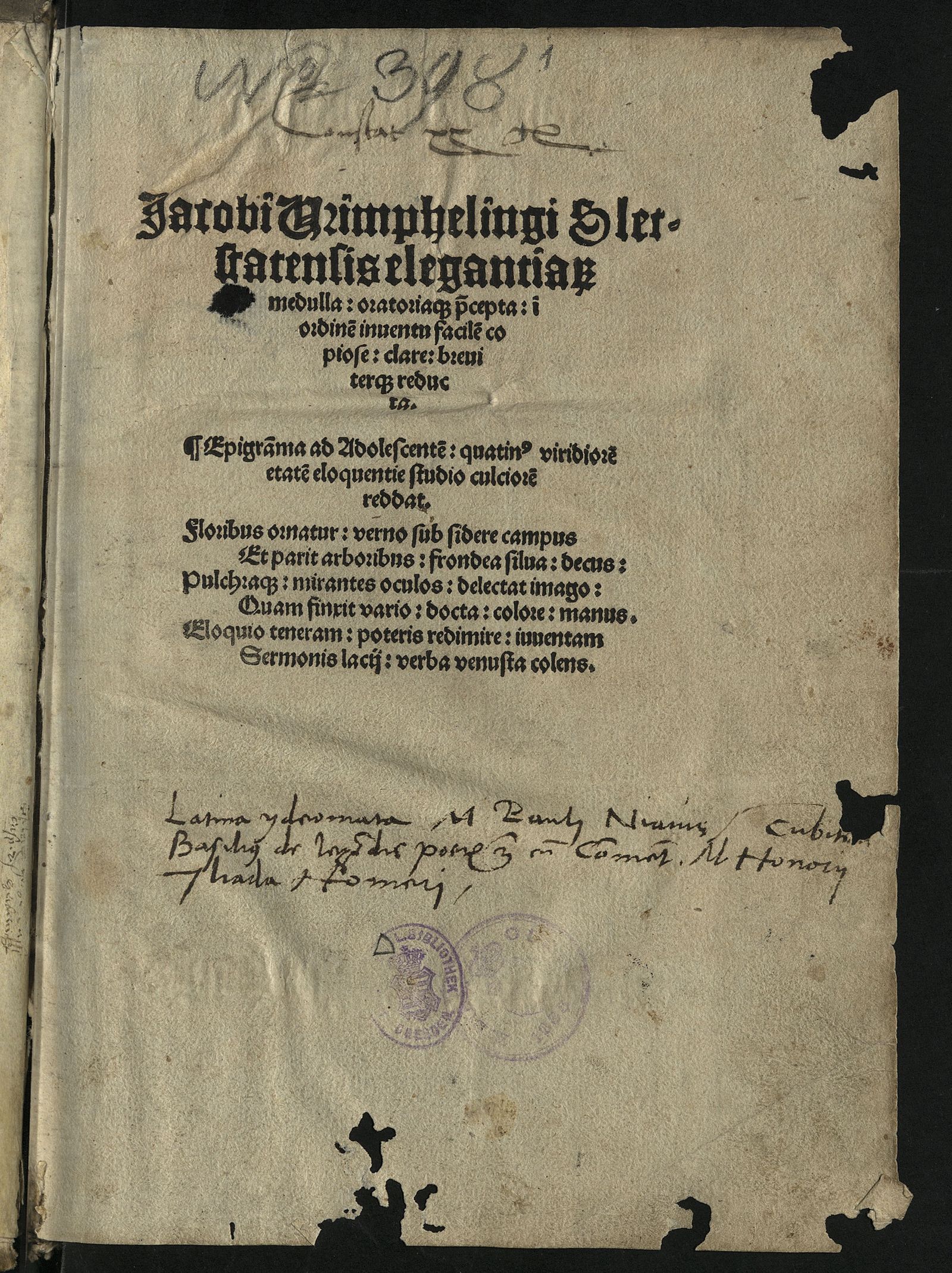 Изображение Jacobi Wimphelingi Sletstatensis elegantiarum