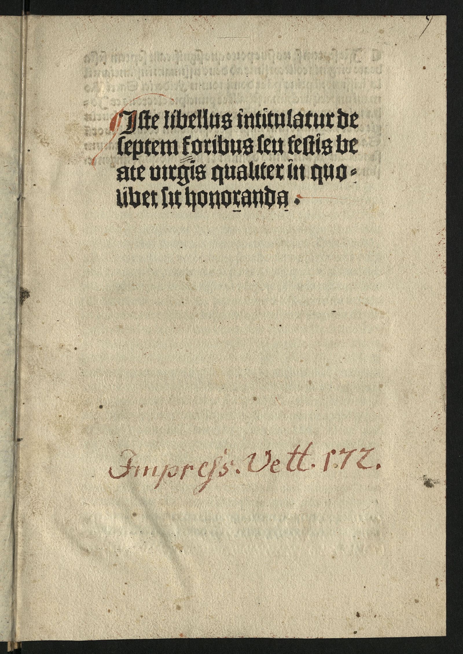 Изображение De septem foribus seu Festis beatae Virginis Mariae