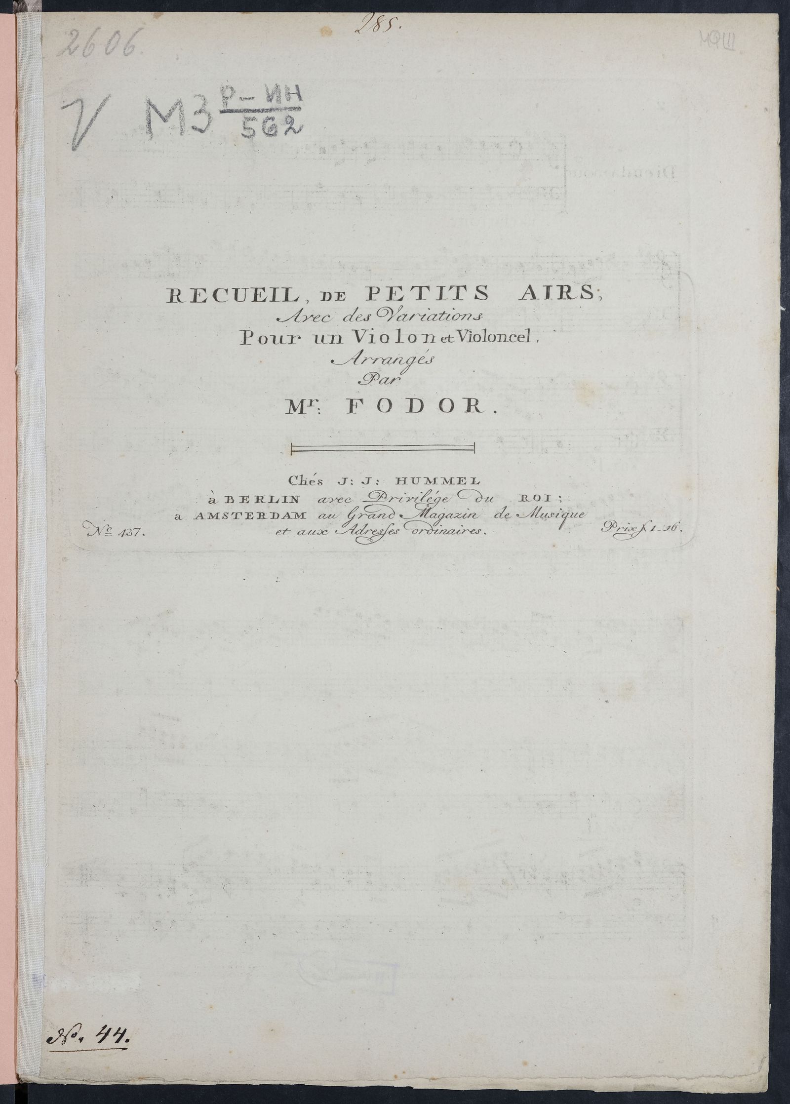 Изображение Recueil de petits airs avec des variations