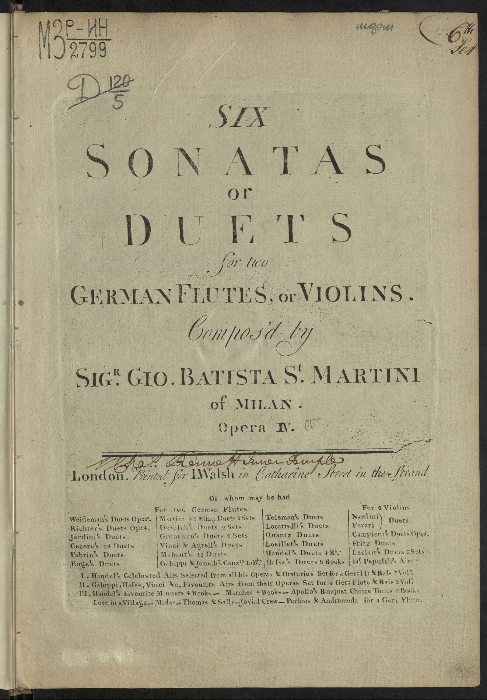 Изображение Six sonatas or duets