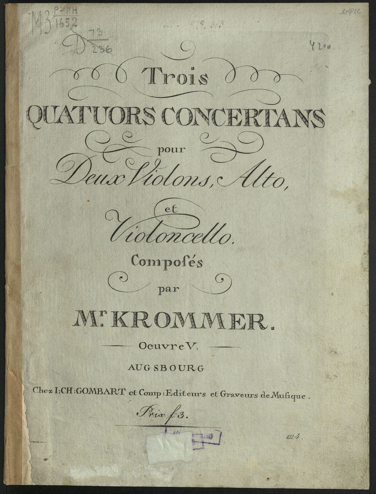 Изображение Trois quatuors concertans