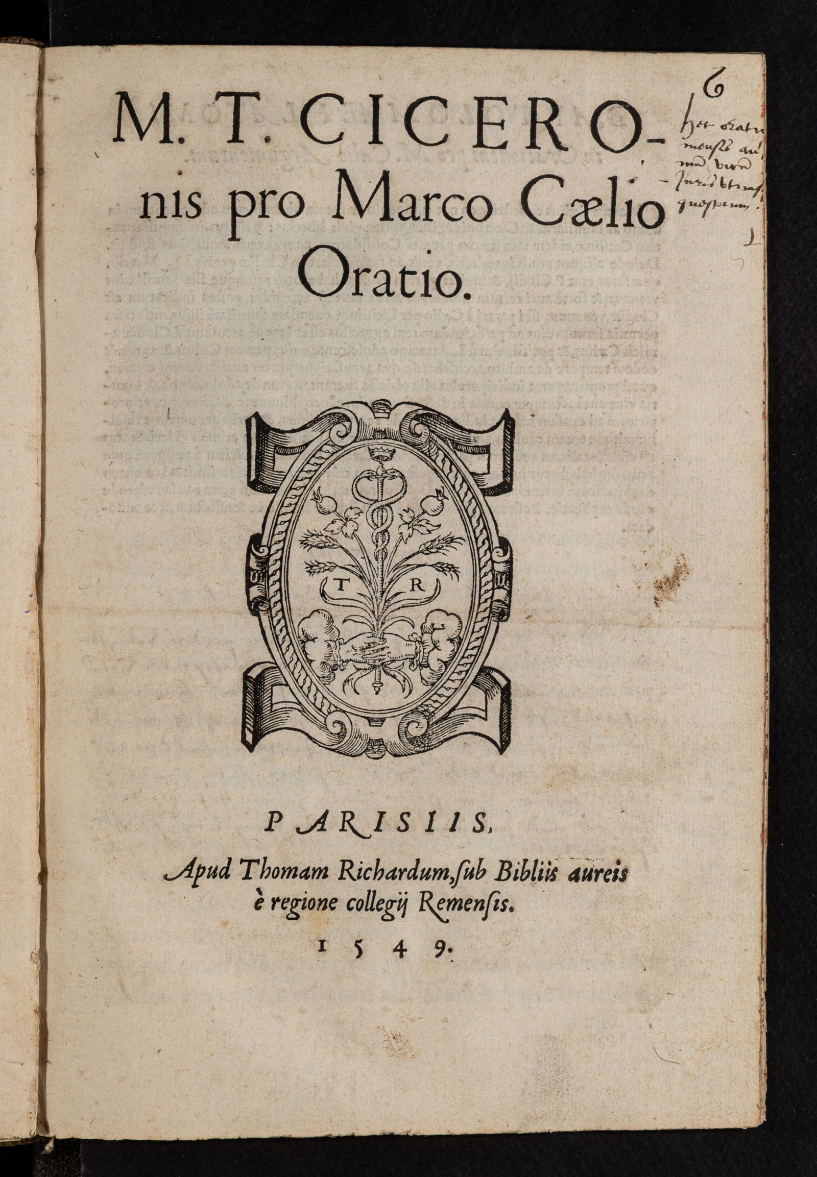 Изображение M. T. Ciceronis pro Marco Caelio oratio