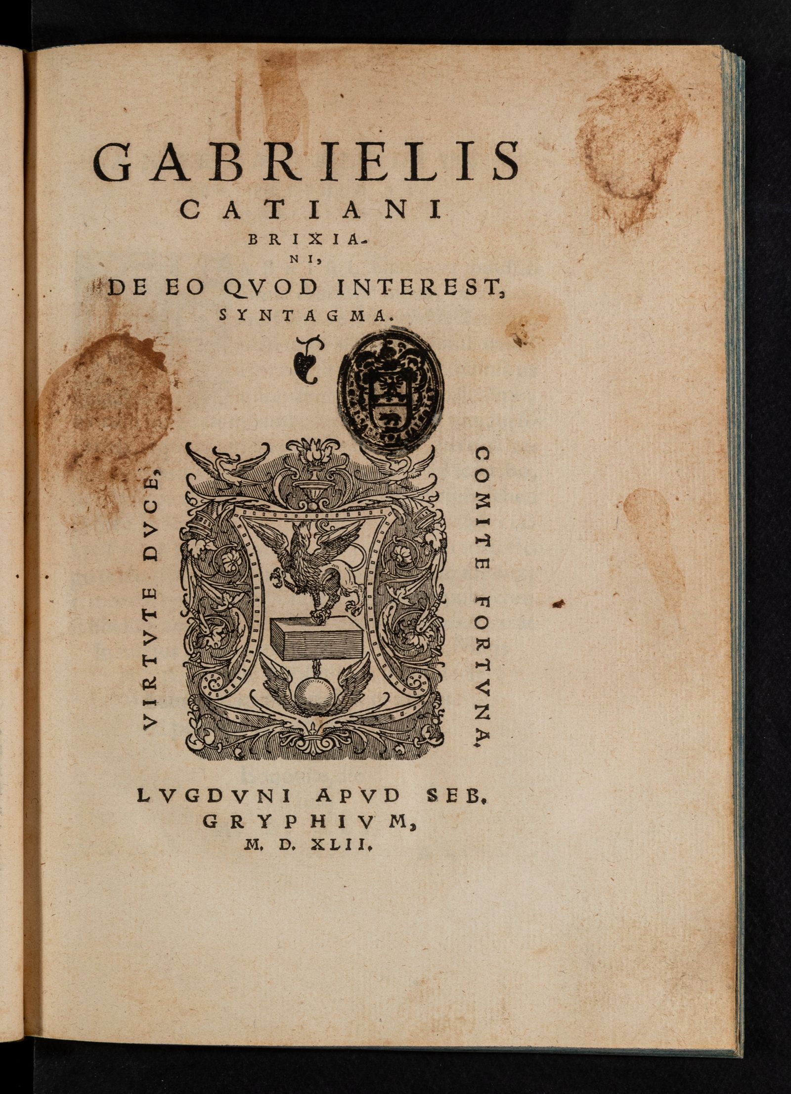 Изображение Gabrielis Catiani, brixiani De eo quod interest, syntagma