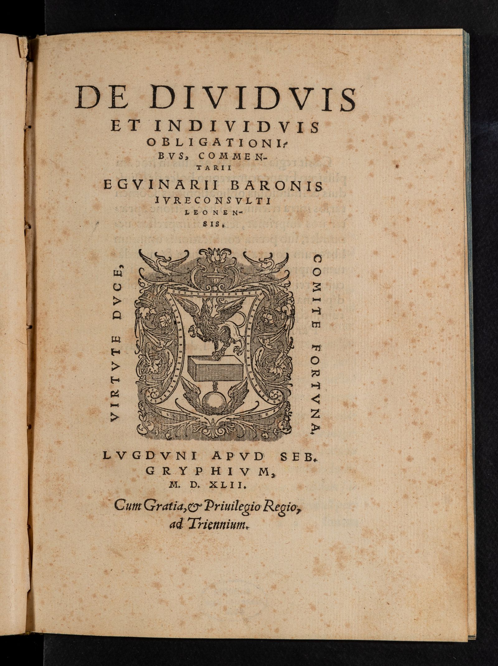 Изображение De dividuis et individuis obligationibus commentarii Eguinarii Baronis iureconsulti leonensis