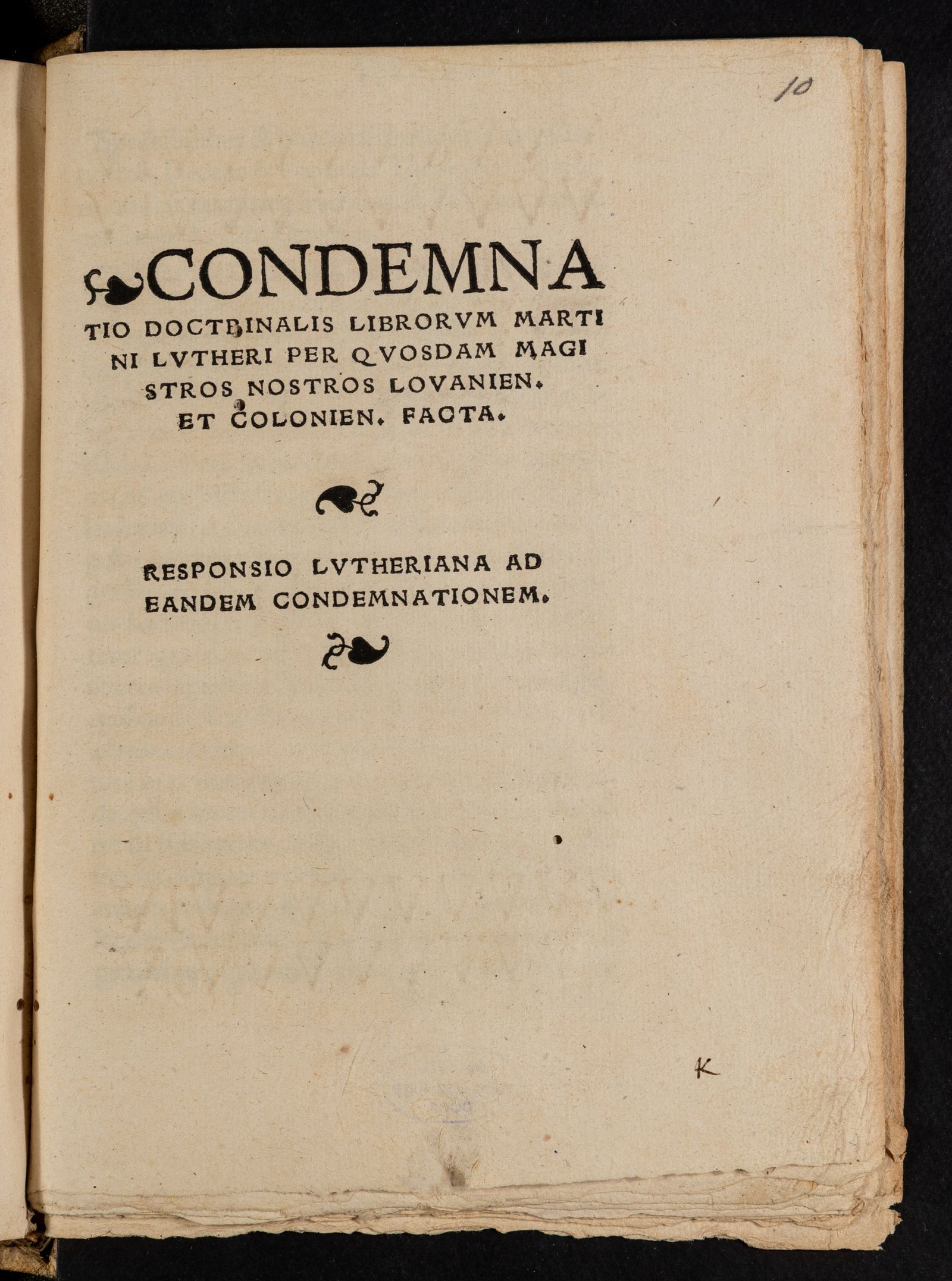 Изображение Condemnatio doctrinalis librorum Martini Lutheri per quosdam magistros nostros Lovanien