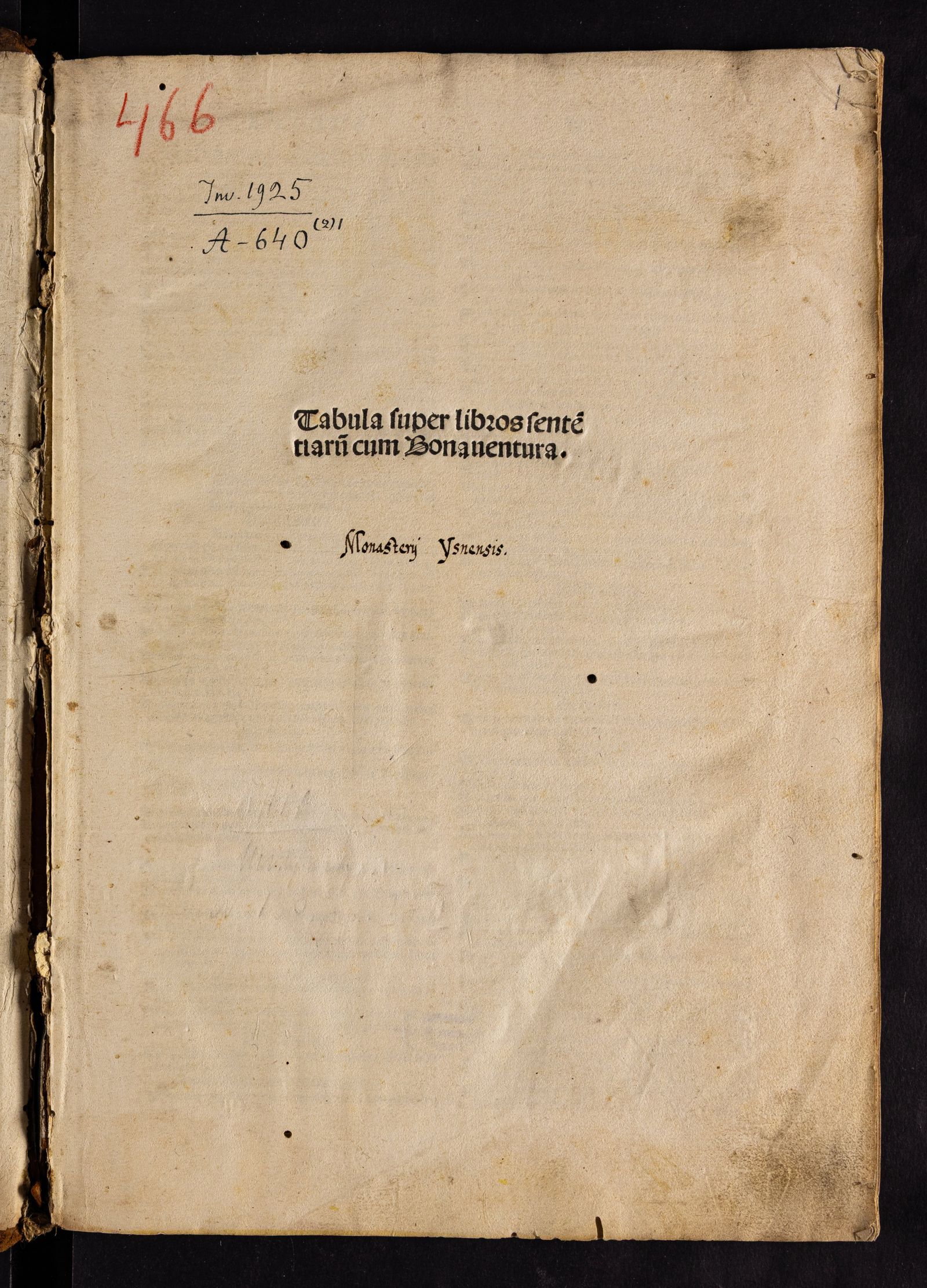 Изображение Sententiarum libri IV. [P. 5]. Tabula