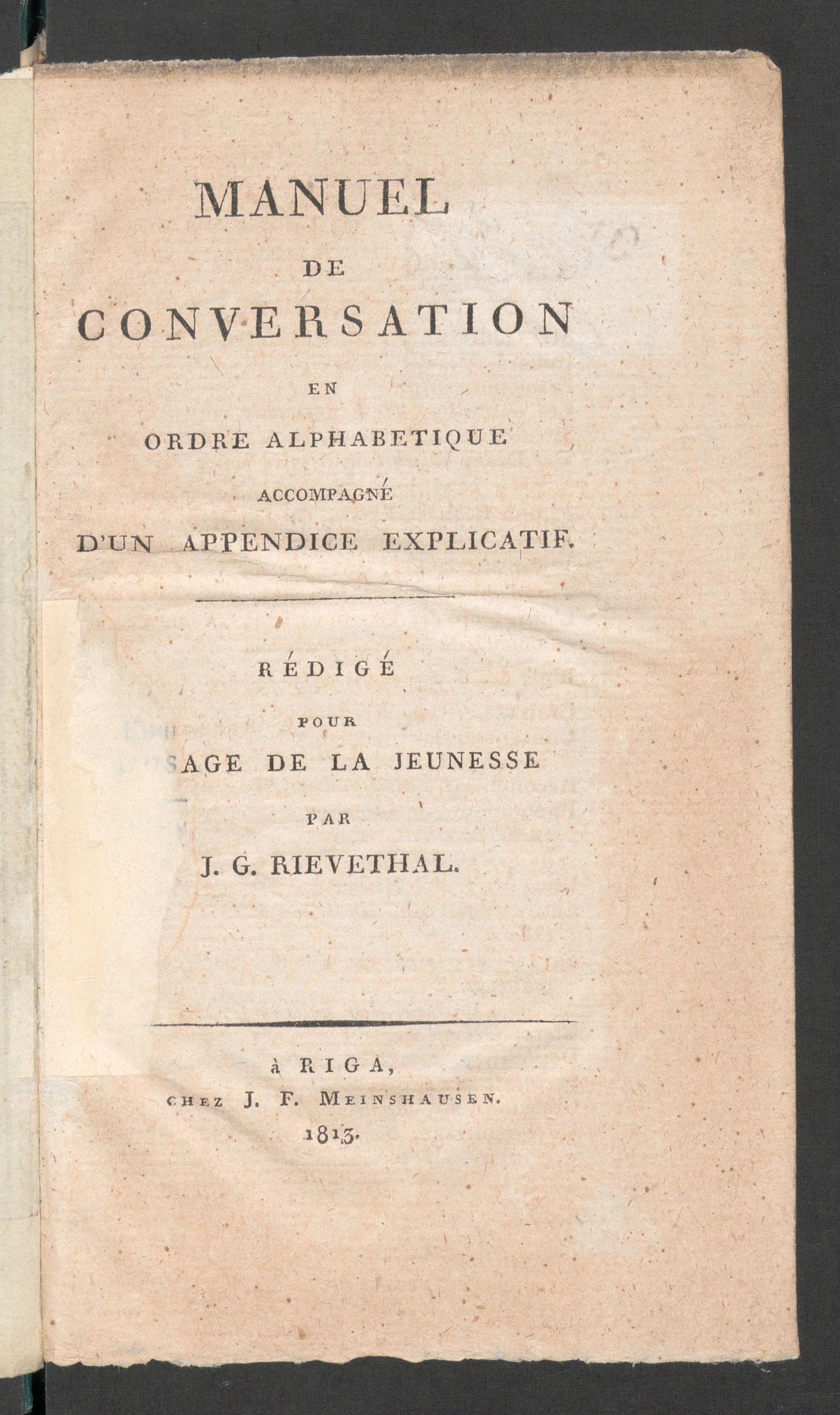Изображение книги Manuel de conversation en ordre alphabetique