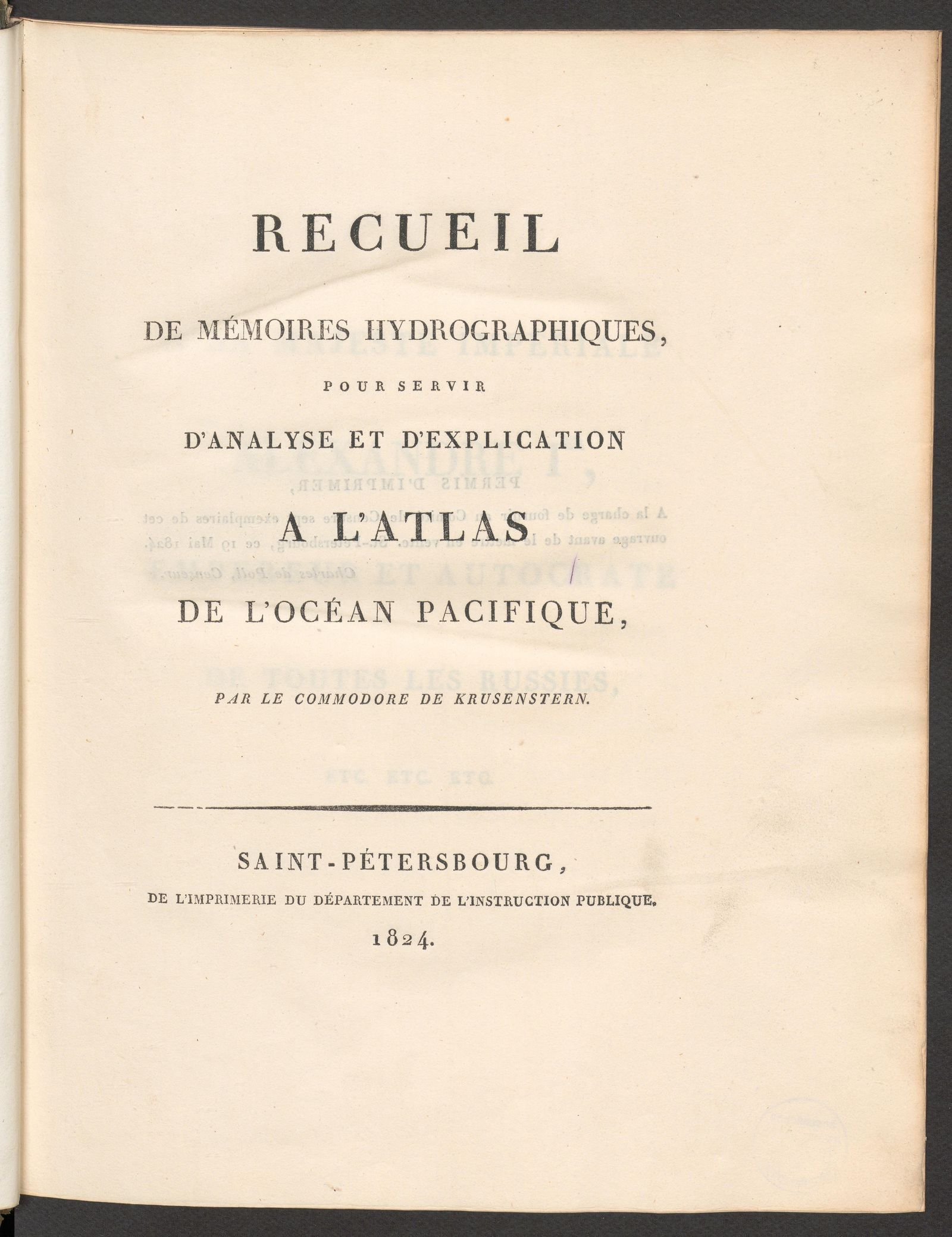 Изображение Recueil de mémoires hydrographiques, pour servir d'analyse et d'explication a l'Atlas de l'océan Pacifique