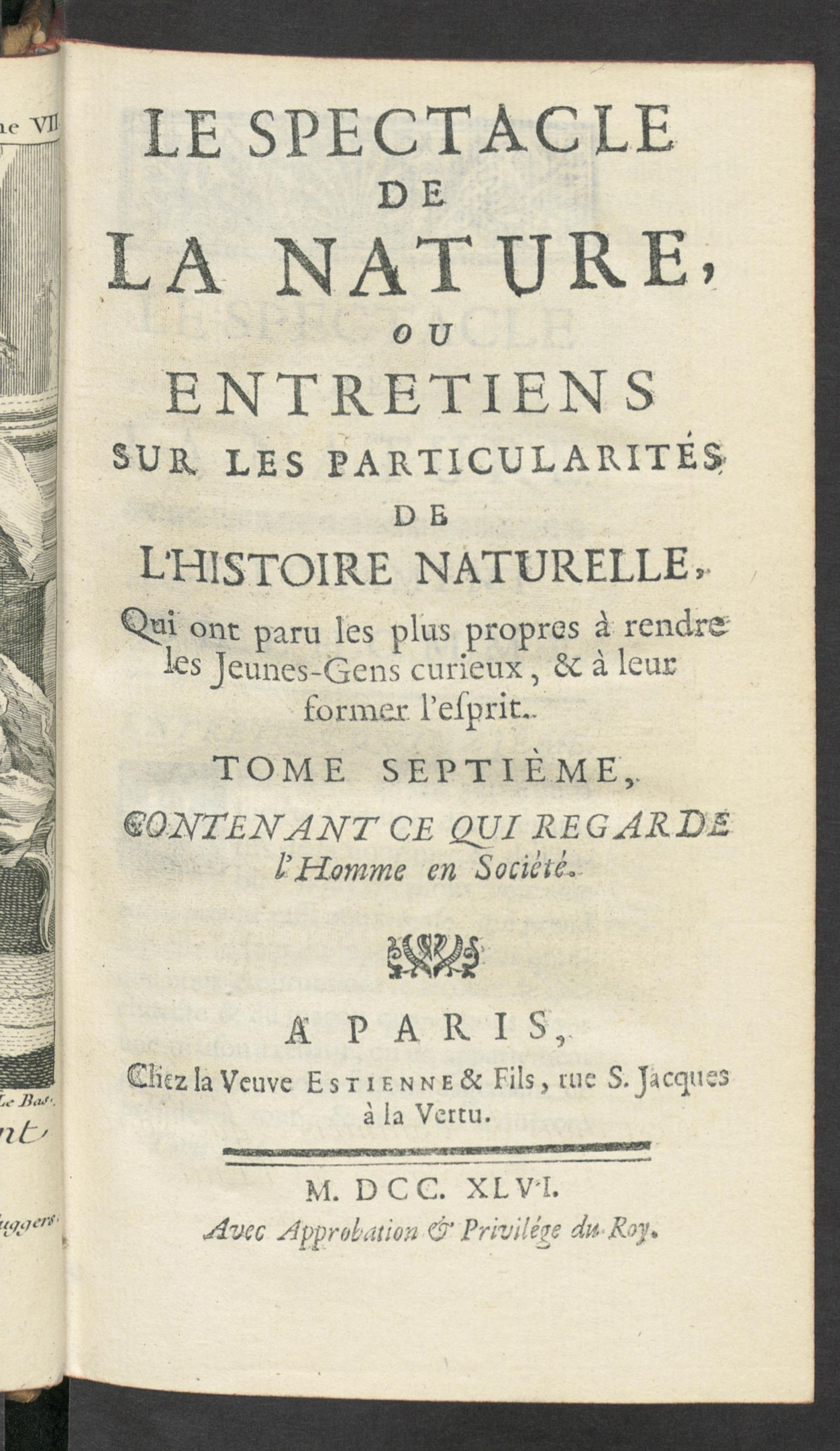 Изображение Le Spectacle de la nature, ou Entretiens sur les particularités de l'histoire naturelle. T. 7