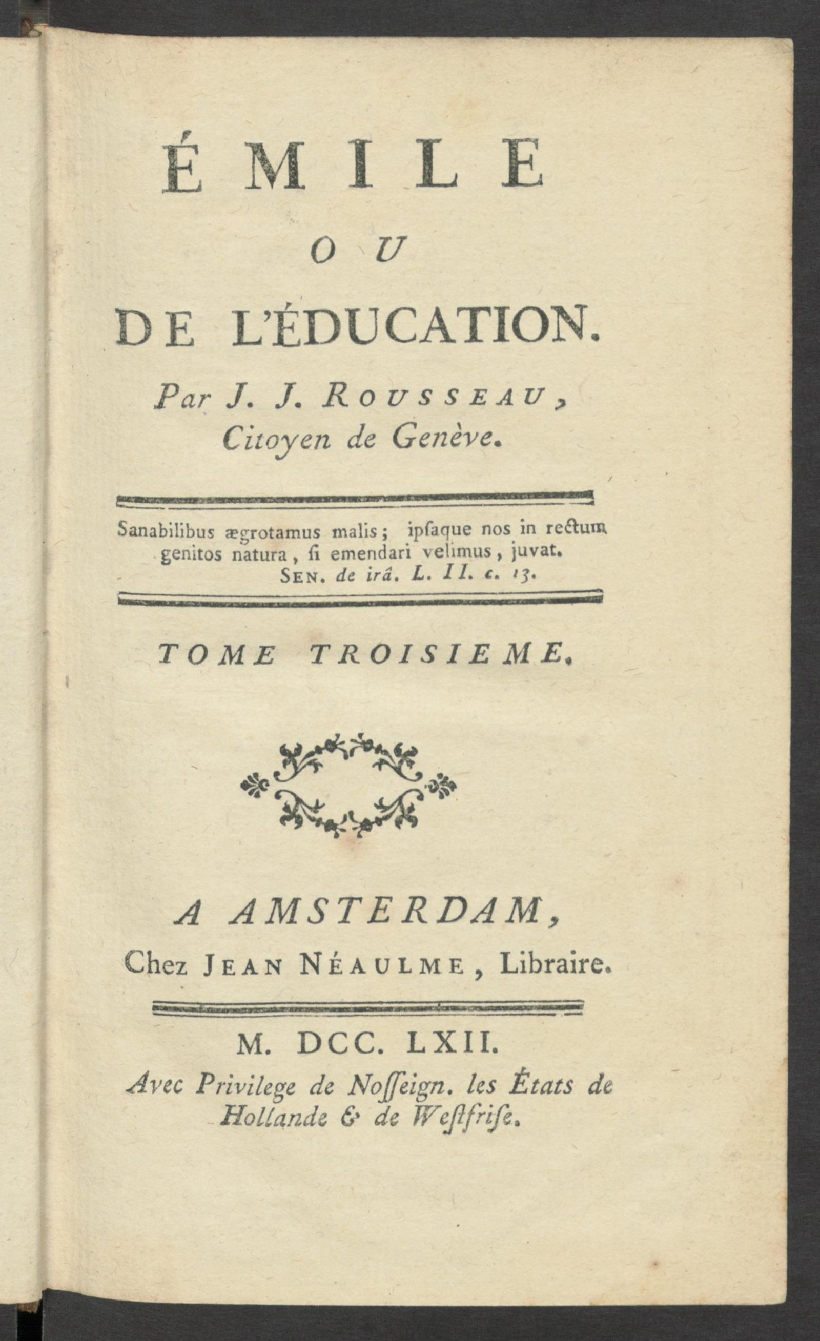 Изображение Émile ou De l'éducation. T. 3