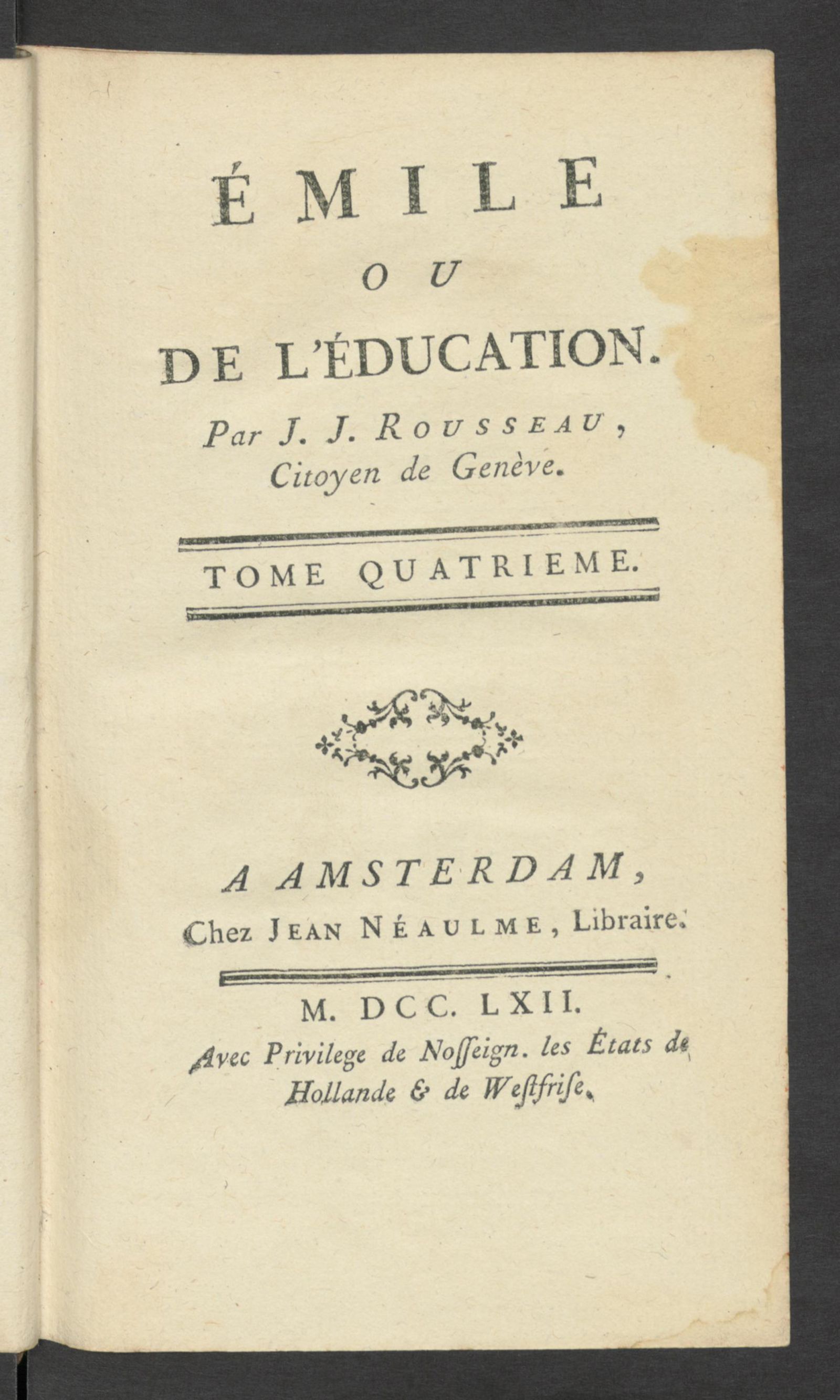 Изображение Émile ou De l'éducation. T. 4