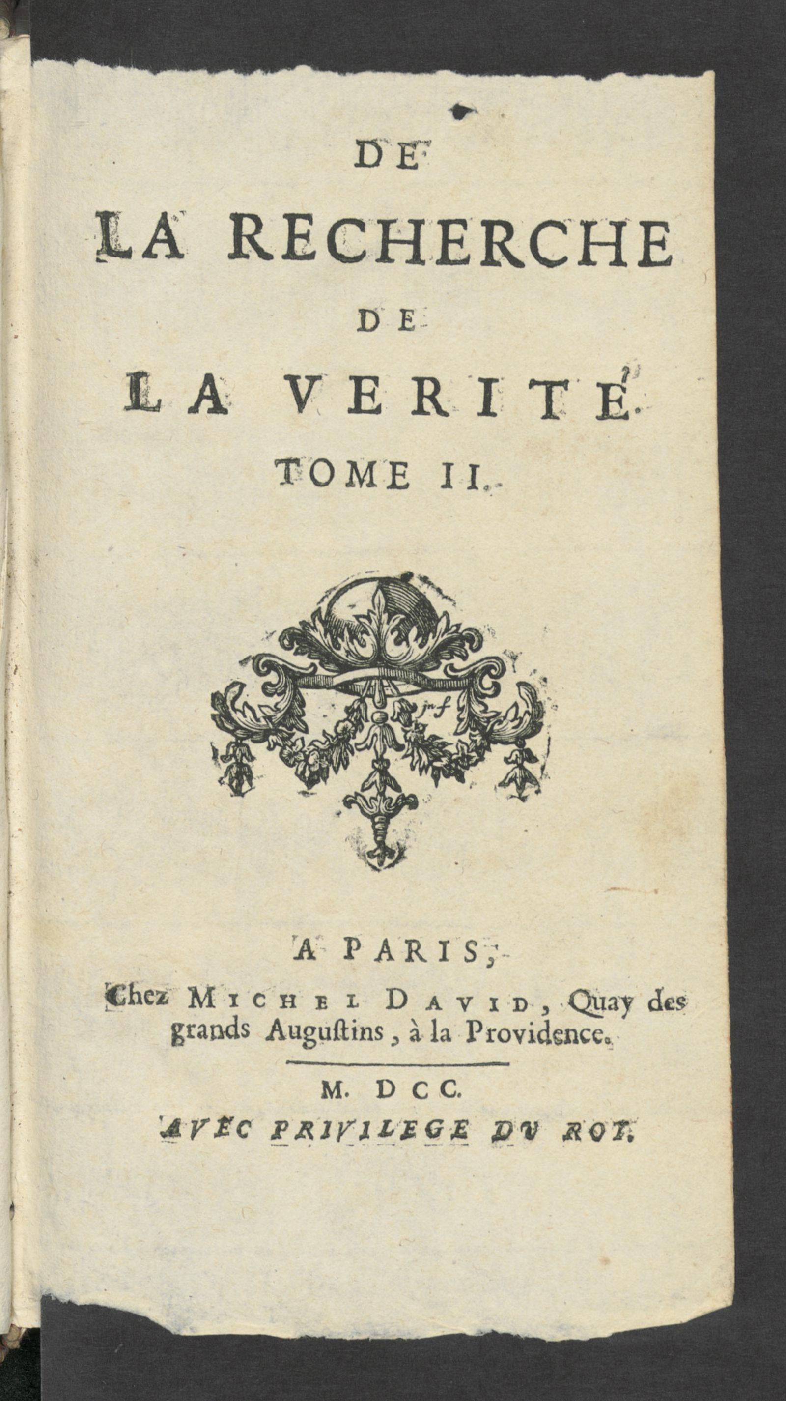 Изображение De la recherche de la verité. T. 2