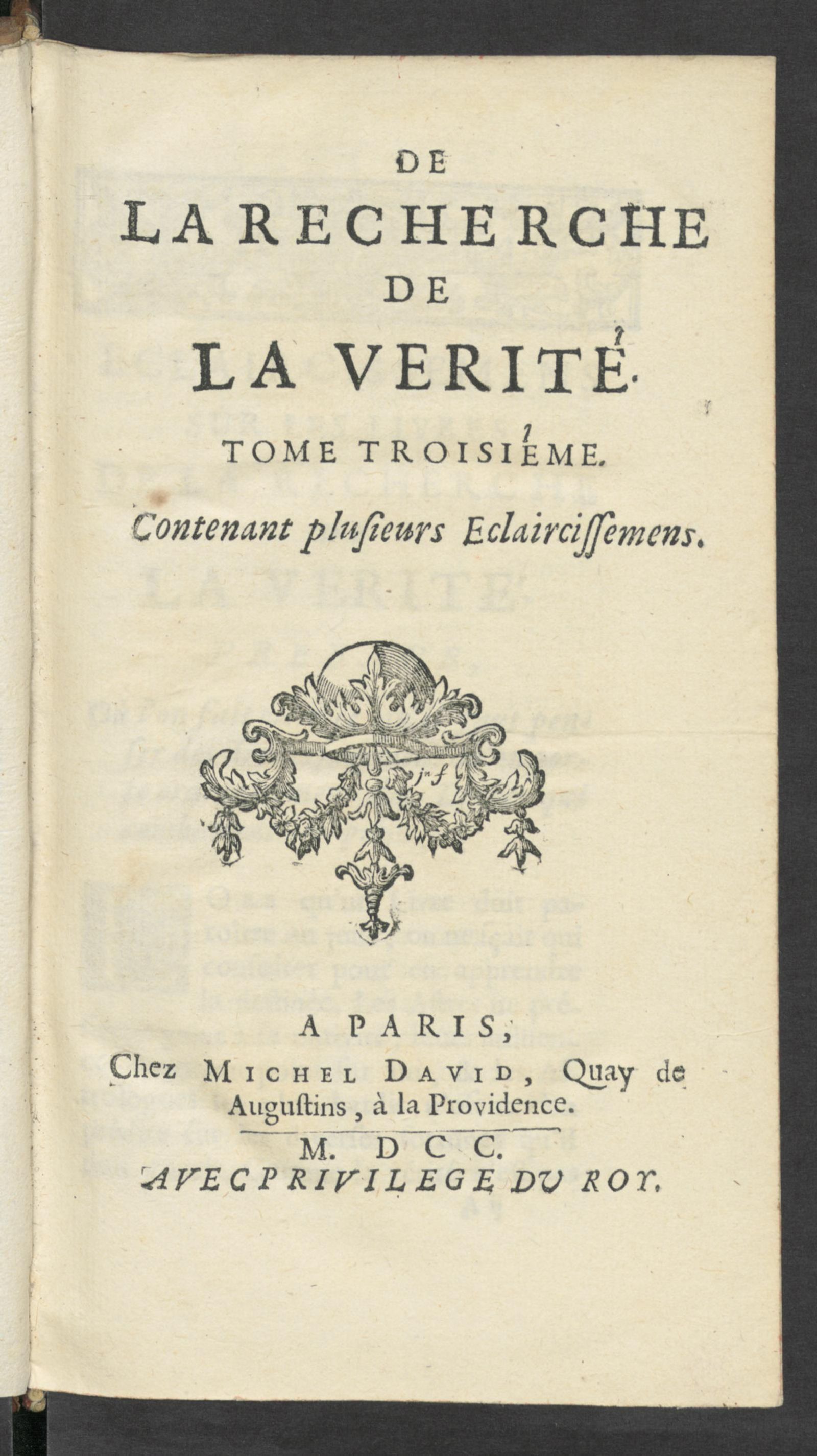 Изображение De la recherche de la verité. T. 3