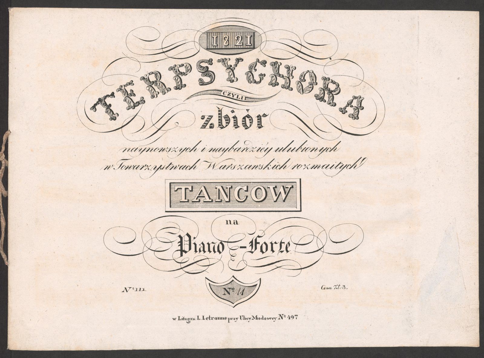Изображение Terpsychora, czyli Zbiór naynowszych i naybardziéy ulubionych w Towarzystwach Warszawskich rozmaitych tancow na piano-forte. № 11