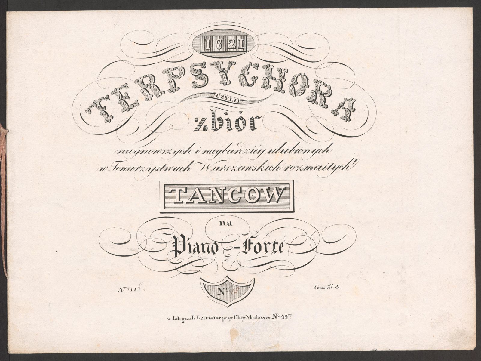 Изображение Terpsychora, czyli Zbiór naynowszych i naybardziéy ulubionych w Towarzystwach Warszawskich rozmaitych tancow na piano-forte. № 15