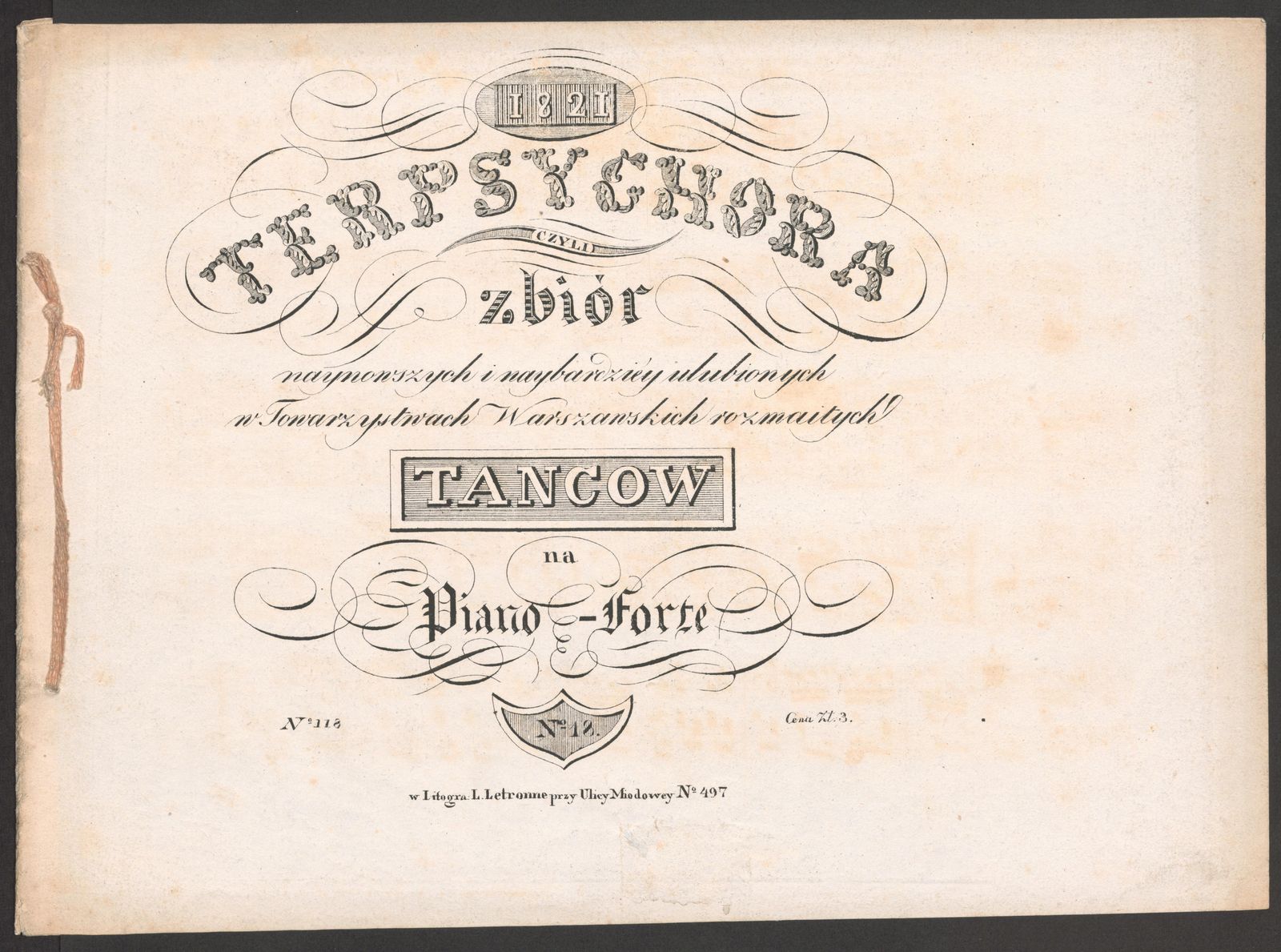 Изображение Terpsychora, czyli Zbiór naynowszych i naybardziéy ulubionych w Towarzystwach Warszawskich rozmaitych tancow na piano-forte. № 18