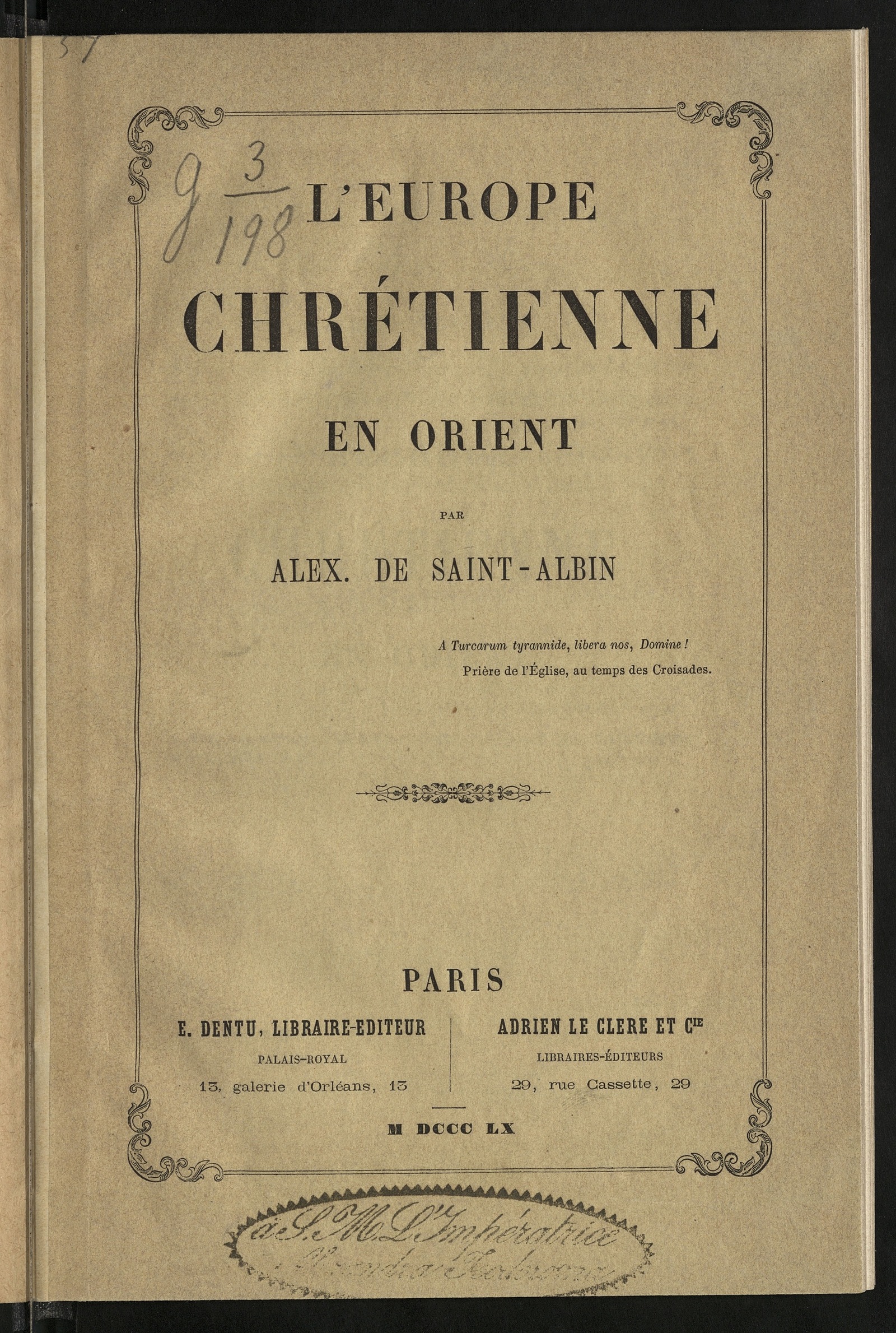 Изображение документа L'Europe chrétienne en Orient